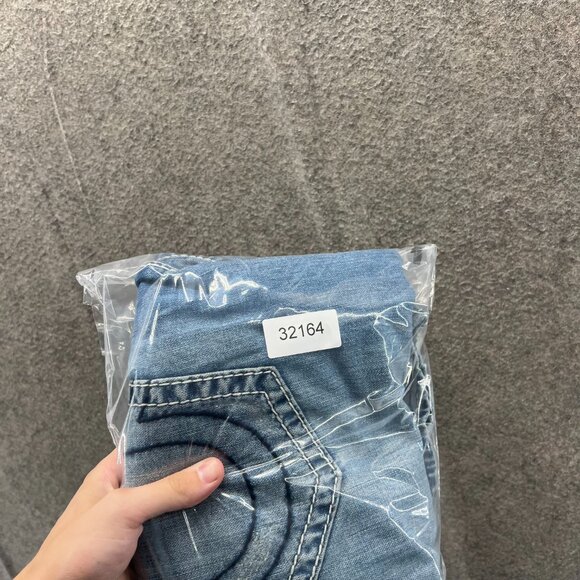 Vintage True Religion Jeans Mens 42 Blue Denim Distressed Cotton Straight Ripped - Picture 11 of 11